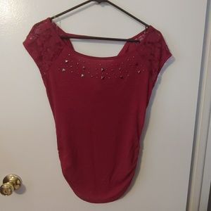 Burgundy top with accents